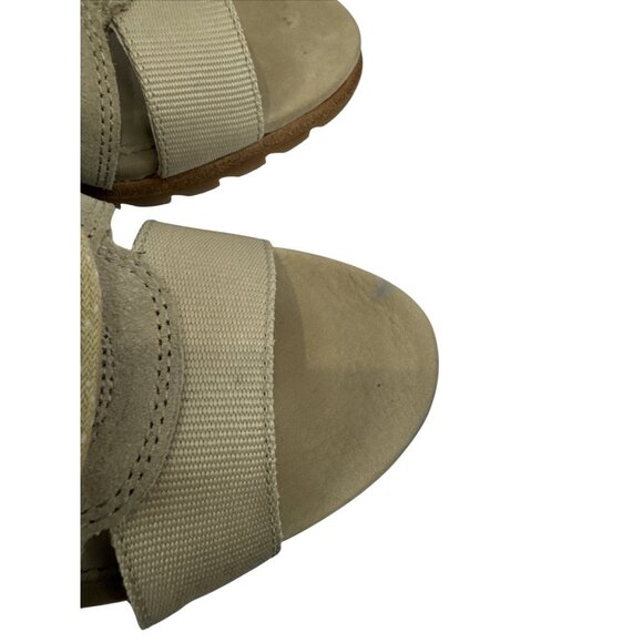 Sorel Beige Lace-Up Block Heel Sandals Size 9 For Women Leather Fabric - Picture 7 of 9